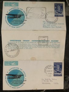 1958 Sydney Australia First Flight Postcard Cover FFC To Wellington New Zealand