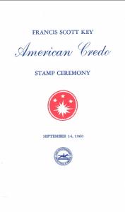 US 1142 Credo Francis Scott Key Ceremony Program FDC