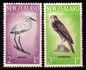 New Zealand 1961 Sc#B61/B62 GREAT WHITE EGRET/FALCON BIRDS Set (2) MNH