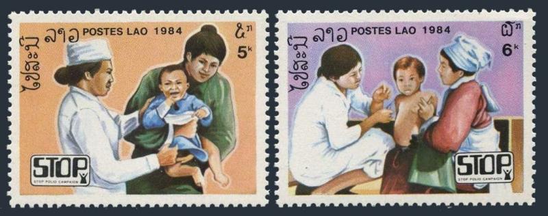 Laos 599-600,MNH.Michel 788-789. Stop Polio Campaign,1984.