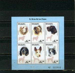 NICARAGUA 1999 DOGS SHEET OF 6 STAMPS MNH