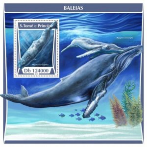 St Thomas - 2017 Whales on Stamps - Stamp Souvenir Sheet - ST17311b
