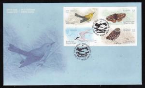 Canada-Sc#2289a-stamps on FDC-2008-Birds-Endangered Species-Butterflies-