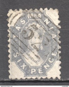 Tas080 1864 Australia Tasmania Six Pence Stamped 52 Launceston Gibbons Sg #64...