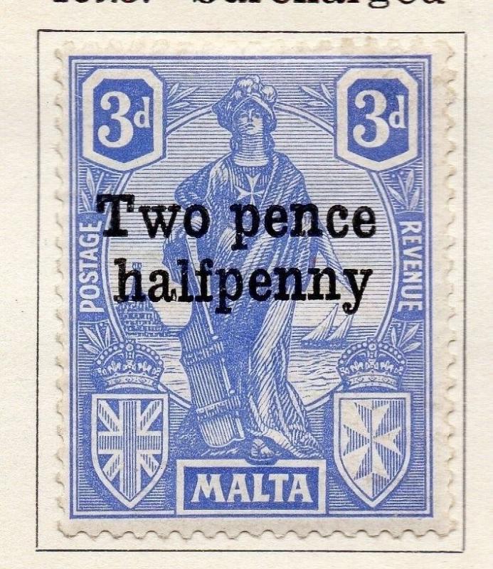 Malta 1925 Early Issue Fine Mint Hinged 2.5d. Surcharged 159306