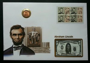 USA US Abraham Lincoln 1995 President FDC 美国总统林肯 (phonecard coin cover) *3 in 1