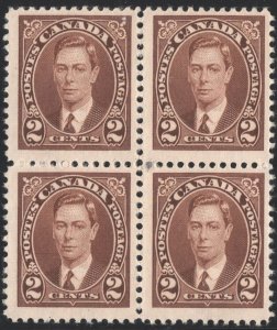 Canada SC#232 2¢ King George VI Block of Four (1937) MNH