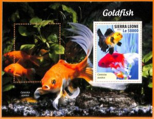 A6804 - SIERRA LEONE, Error, 2020, MISSED SOUVENIR LEAF: Goldfish, Fish-