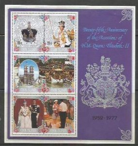 COOK ISLANDS - 1977 - QEII, Accession Anniv-Perf 6v Souv Sheet-Mint Never Hinged