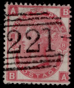 GB QV SG103, 3d rose plate 8, FINE USED. Cat £60. BA