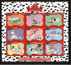 Gambia 1997 - Disney - 101 Dalmatians - Sheet of 9 Stamps - Scott #1903 - MNH