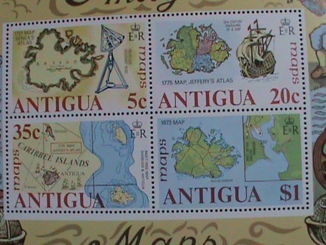 ​ANTIGUA-1975-SC# 382a  MAPS OF ANTIGUA- MNH S/S -VF WE SHIP TO WORLD WIDE
