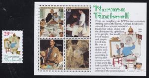 US 2839-2840 Rockwell Souvenir Sheet and Single, MNH