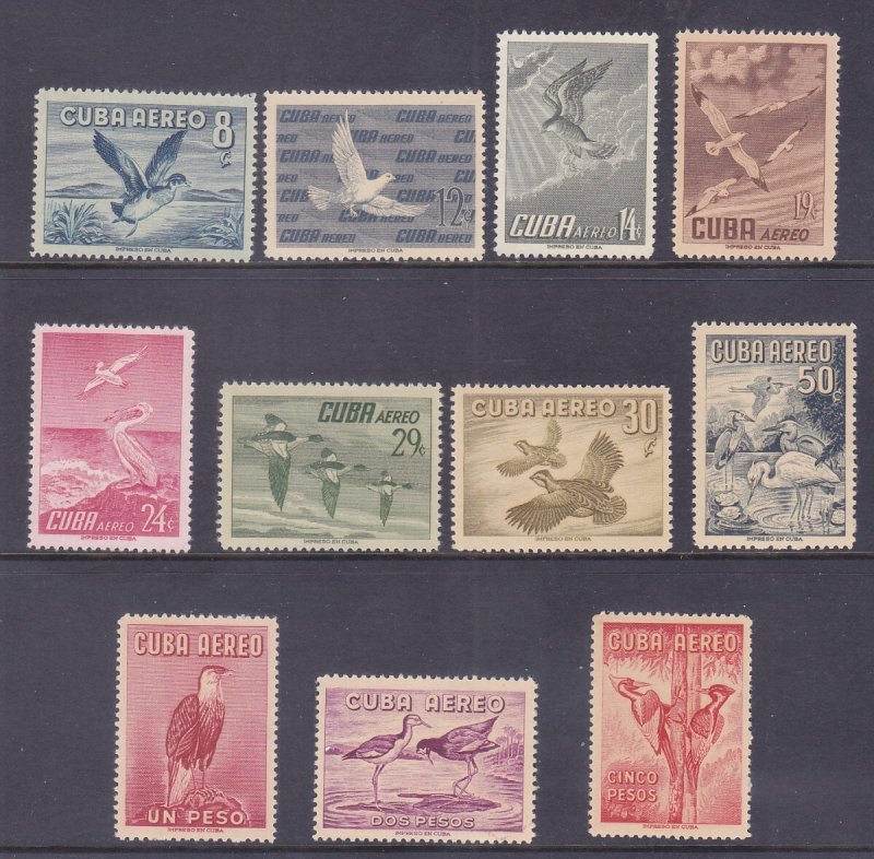 Cuba C136-46 MNH 1956 Various Birds Full 11 Stamp Airmail Set Scv $73.00