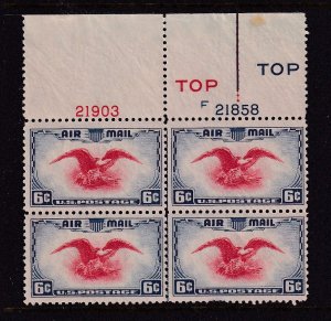 1938 Airmail 6c Sc C23 bi-color eagle and shield MNH plate block Type 4 (35