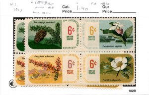 United States Postage Stamp, #1379a Mint NH Block (2 EA), 1969 Botanical (AL)