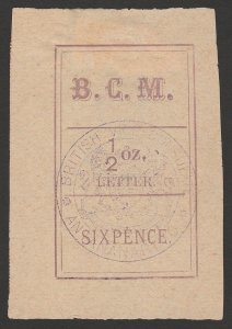 MADAGASCAR - BRITISH CONSULAR 1884 BCM '½ oz Letter' 6d Vice-Consulate cachet.