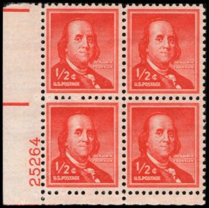 US #1030 FRANKLIN MNH LL PLATE BLOCK #25264