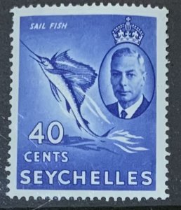 SEYCHELLES 1952 GVI 40 CENTS SG165  LIGHTLY MOUNTED MINT