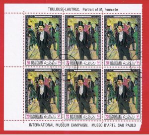 Ras al Khaima  VF used  Museum Campaign Sheet of 6  TOULOUSE-LAUTREC   Free S/H