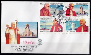 Chile 1987 Sc#744/747  Pope John Paul II visit set (4) F.D.C.