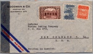 GUATEMALA POSTAL HISTORY WWII CENSORED AIRMAIL COVER ADDR USA CANC YRS'1940-45