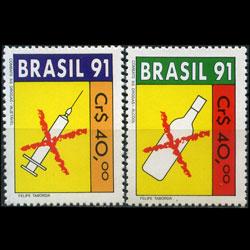 BRAZIL 1991 - Scott# 2309-10 Drug and Alcohol 40c NH