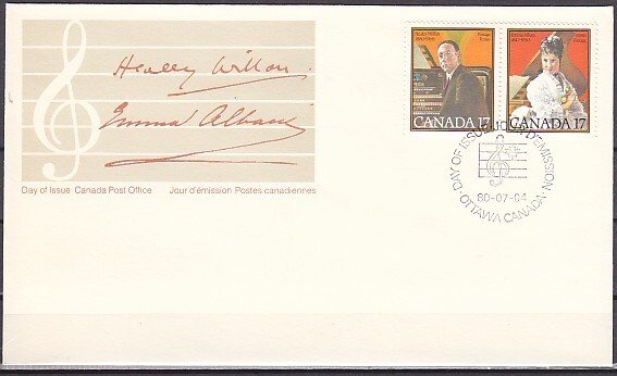 Canada, Scott cat. 860-861. Composer & Soprano issue. First day cover. ^