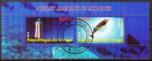 {g012} Congo 2010 Lighthouses Dolphins sheet Used / CTO Cinderella