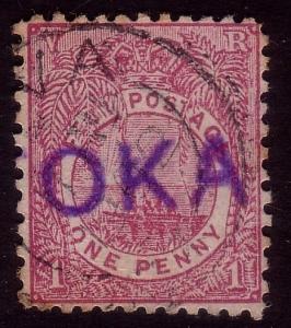 FIJI 1902 1d part strike huge LAUTOKA straight line cance + Suva cds.......38988