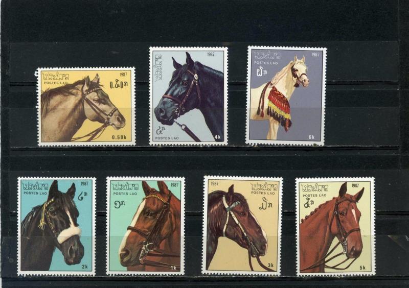 LAOS 1987 Sc#813-819  FAUNA/HORSES SET OF 7 STAMPS MNH