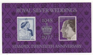 Great Britain Royal Silver Weddings STAMPEX 20th Anniv. Souvenir Sheet MNH -SR 