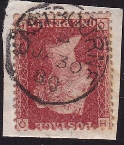 GB 1880 1d red plate 177 on piece with complete EASTBOURNE cds.............10508