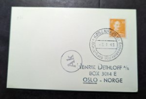 1943 Denmark Cover Copenhagen to Oslo Norway Henrik Dethloff