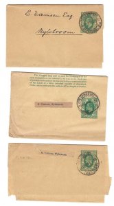 Cape of Good Hope 1911 3x ½d postal wrappers fine used Pietersburg cds for