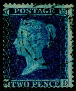 SG36a, 2d blue plate 6, LC16, USED. Cat £375. MD