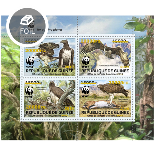 GUINEA - 2019 - WWF Birds of Prey Red o/p - Perf 4v Sheet - M N H