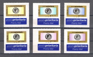 2002 Italy, Priority Post Complete Series 6 Values No. 2633/2638 MNH**