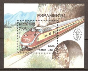 Laos - 1991 - Mi. Sheet 139 (Trains) - MNH - LA005