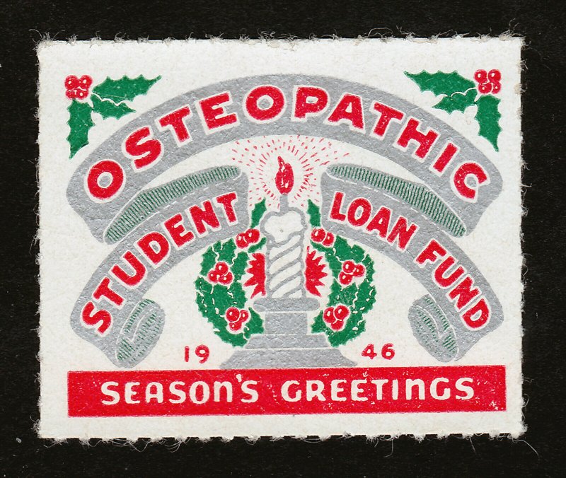 OSTEOPATHIC STUDENT LOAN FUND STAMP SEASONS GREETINGS 1946