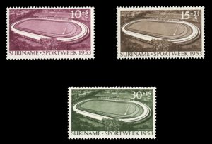 Netherlands Colonies, Suriname #B55-57 Cat$34.50, 1953 Stadium, set of three,...