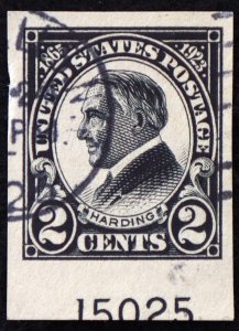 U.S. Used Stamp Scott #611 2c Harding Plate #. Lovely CDS Cancel. Choice!