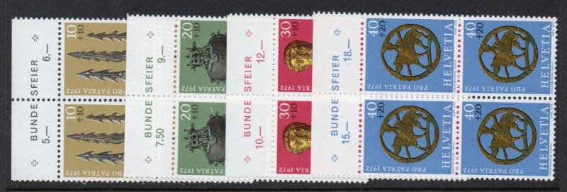 Switzerland Sc B406-409 1972 Pro Patria stamp set mint NH Blocks of 4