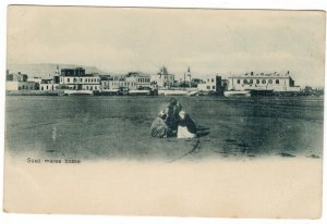 Postcard Egypt 1902 Suez Sea Ebb Architecture Boats Ships Views