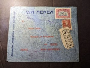 1930 Registered Argentina Airmail Crash Cover Buenos Aires to Cleres France