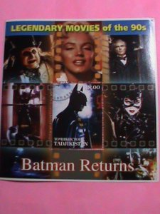 ​TAJIKISTAN STAMP-2002-LEGENDARY MOVIE OF THE 90'S- BATMAN RETURNS -MNH SHEET