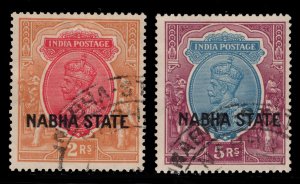 MOMEN: INDIA NABHA SG #71-72 1927-36 USED £1,150 LOT #68123*