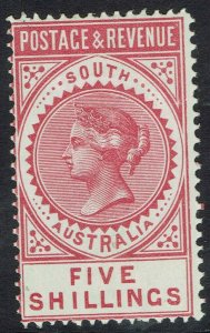 SOUTH AUSTRALIA 1886 QV POSTAGE & REVENUE 5/- ROSE CARMINE PERF 11.5 - 12.5