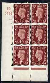 Great Britain 1937-47 KG6 1.5d red-brown corner block of ...