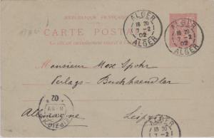 Algeria France 10c Rights of Man Postal Card 1902 Alger, Alger to Leipzig, Ge...